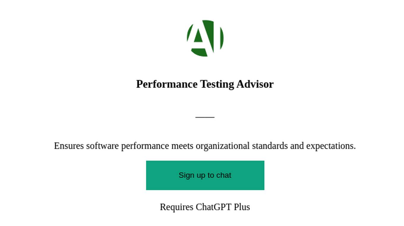 Performance Testing Advisor Screenshot